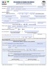 Certificat De Cession V hicule Occasion Formulaire CERFA 15776 02