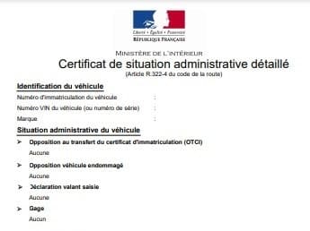 certificat de non gage ou certificat de situation administrative détaillé